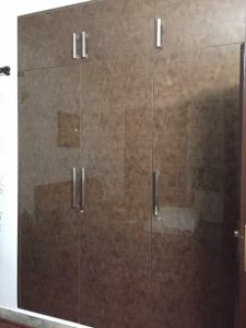 Sleek modular wardrobe with sliding doors.