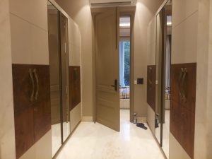 Sleek modular wardrobe with sliding doors.