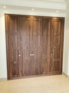 Sleek modular wardrobe with sliding doors.