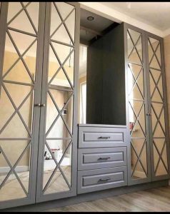 Sleek modular wardrobe with sliding doors.